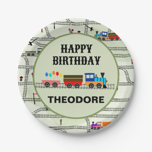 鉄道キッズトレイン&トラック紙プレート ペーパープレート (正面)