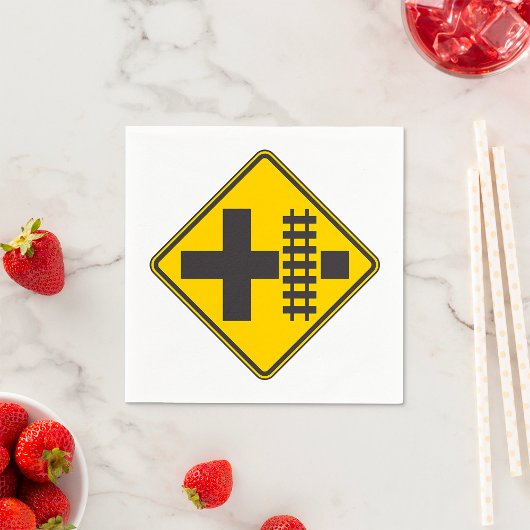 鉄道クロッシングロードサイン紙ナプキンス スタンダードカクテルナプキン