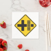 鉄道クロッシングロードサイン紙ナプキンス スタンダードカクテルナプキン (インサイチュ)