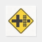 鉄道クロッシングロードサイン紙ナプキンス スタンダードカクテルナプキン (正面)