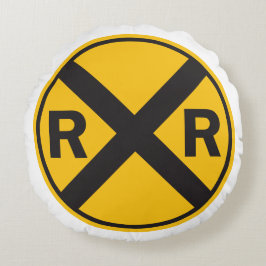鉄道クロッシング標識ラウンド枕 ラウンドクッション
