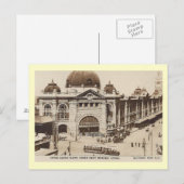 鉄道ステーション，メルボルン，オーストラリアヴィンテージ ポストカード (正面/裏面)