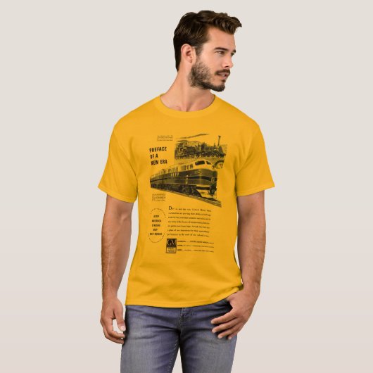 鉄道ディーゼル1948エレクトロ動機の金ゴールド Tシャツ (正面フル)