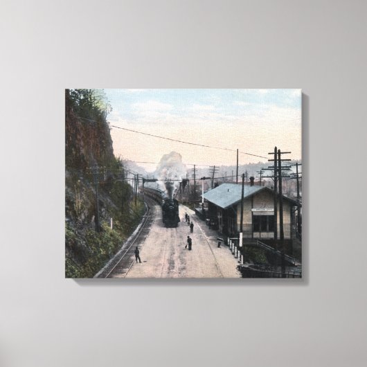 鉄道デポとブラフスシティ、または キャンバスプリント (正面)