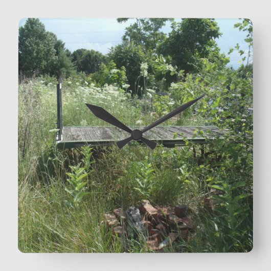 鉄道デポ車 スクエア壁時計 (正面)