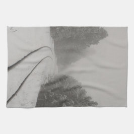 鉄道トラックウィンターフォグフォト キッチンタオル