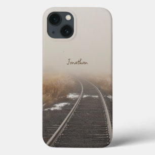 鉄道トラック冬の霧パーソナライズされた iPhone 13ケース