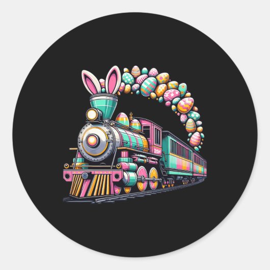 鉄道バニー列車イースターエッグキッズ幼児の男の子 ラウンドシール (正面)