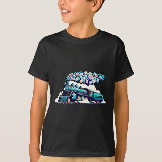 鉄道バニー列車イースターエッグキッズ幼児の男の子 Tシャツ (正面)