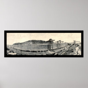 鉄道パナマ運河の写真1913 ポスター