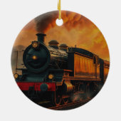 鉄道ビクトリアン旅行 – スチームパンク蒸気列車 セラミックオーナメント (裏面)