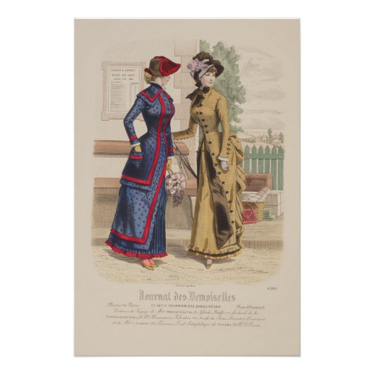 鉄道ビクトリアン駅ヴィンテージ広告の女性 ポスター (正面)