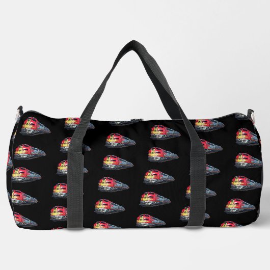 鉄道ファン向けブラック気動車 ダッフルバッグ (正面)