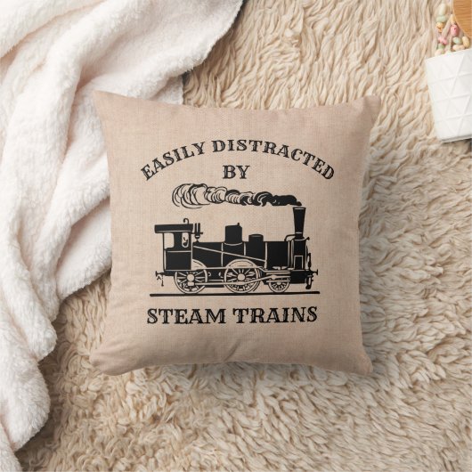 鉄道ファン用の蒸気機関車に気を取られる クッション (ブランケット)