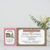 鉄道乗車券の招待-ピンク及びブラウン 招待状 (スタンド正面)