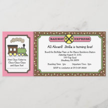 鉄道乗車券の招待-ピンク及びブラウン