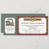 鉄道乗車券の招待-旧式なクリスマス 招待状 (正面/裏面)