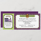 鉄道乗車券の招待-紫色および緑 招待状 (正面/裏面)