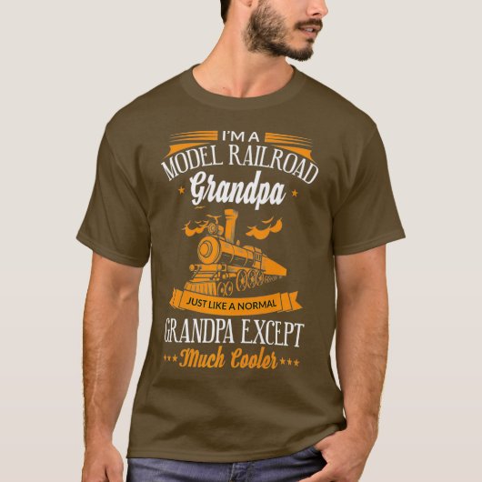 鉄道列車おもしろいの模型のクールグランドパ Tシャツ (正面)