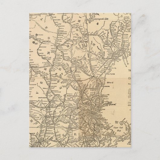 鉄道地図ニューイングランド州 ポストカード (正面)