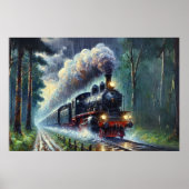 鉄道夜雨の森の蒸気列車 ポスター (正面)