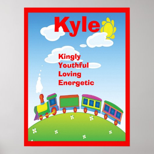 鉄道少年たち任意の名前アートプリントルームデコール ポスター (正面)