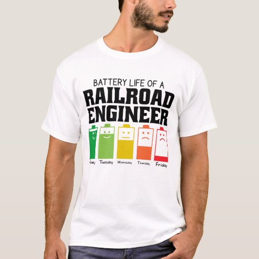 鉄道技師の電池寿命 Tシャツ (正面)