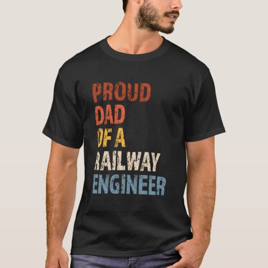 鉄道技誇りを持った術者ヴィンテージパパ Tシャツ (正面)