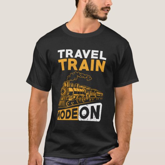 鉄道旅行の走行列車モードオン Tシャツ (正面)