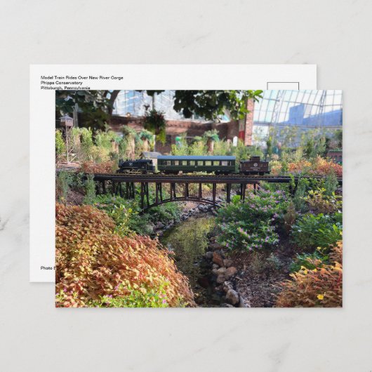鉄道模型が新河川の峡谷を乗り越える ポストカード (正面/裏面)