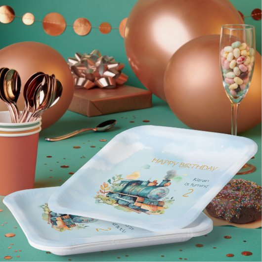 鉄道機関少年2日。バースデー ペーパープレート (複数)