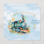 鉄道機関少年2日。誕生日招待状 招待状 (正面/裏面)