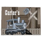 鉄道素朴踏切2回目の誕生日パーティー ラージペーパーバッグ (裏面)