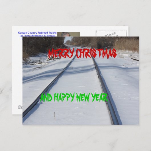鉄道線路のメリークリスマスの郵便はがき シーズンポストカード (正面/裏面)