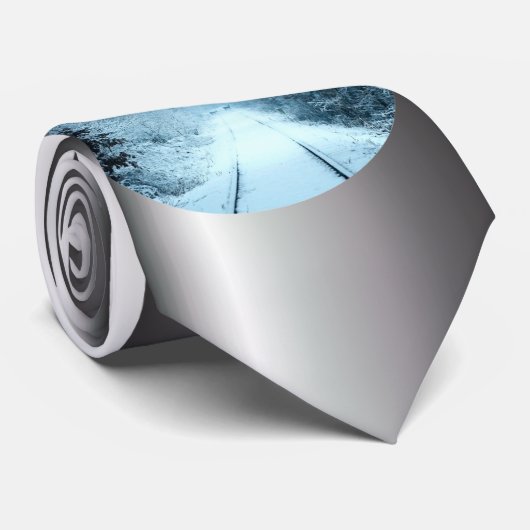 鉄道線路の上のクリスマス雪 ネクタイ (ロール)