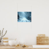 鉄道線路の上のクリスマス雪 ポスター (キッチン)