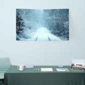 鉄道線路の上のクリスマス雪 横断幕 (トレードショー)