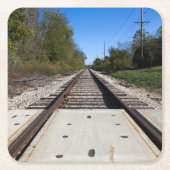 鉄道線路の写真 スクエアペーパーコースター (正面)