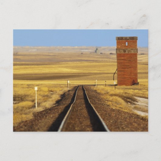 鉄道線路はコリンズの古い穀倉につながる ポストカード (正面)