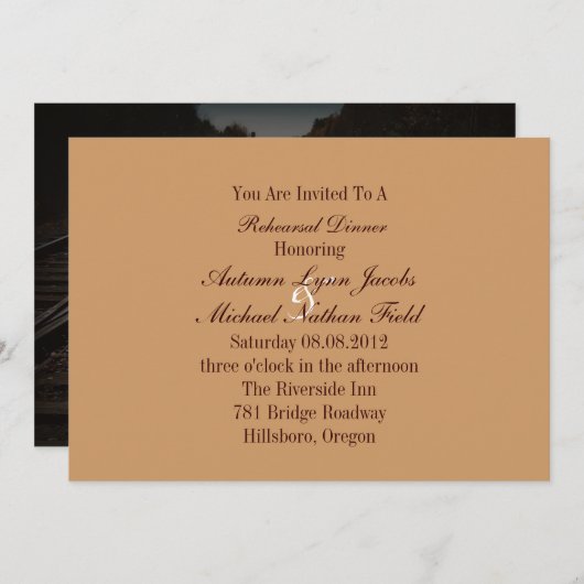 鉄道西部のカウボーイ結婚のリハーサルディナー 招待状 (正面/裏面)