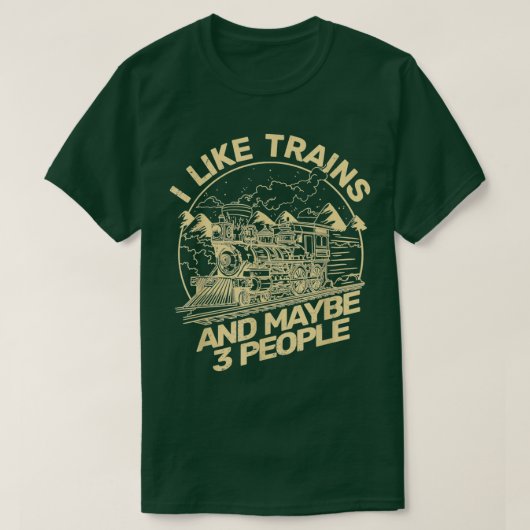 鉄道車両のヴィンテージ列車が男性へ好き Tシャツ (デザイン正面)