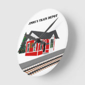 鉄道車両基地クリスマスモデルの部屋時計 ラウンド壁時計 (傾斜)