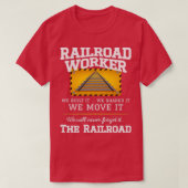 鉄道軌道労働者グラフィックス鉄道線路の間 Tシャツ (デザイン正面)