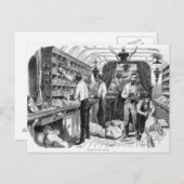 鉄道郵便車フランスののインテリア ポストカード (正面/裏面)