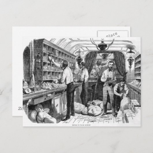 鉄道郵便車フランスののインテリア ポストカード (正面/裏面)