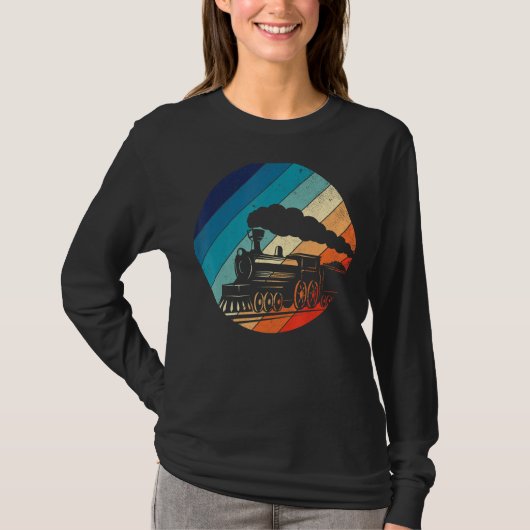 鉄道鉄道ヴィンテージレトロ機関車旧型 Tシャツ (正面)
