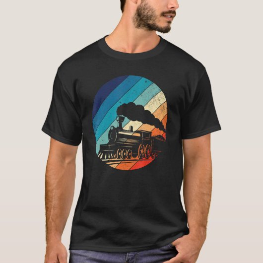 鉄道鉄道ヴィンテージレトロ機関車旧型 Tシャツ (正面)