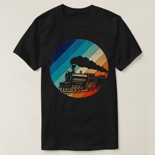 鉄道鉄道ヴィンテージレトロ機関車旧型 Tシャツ (デザイン正面)