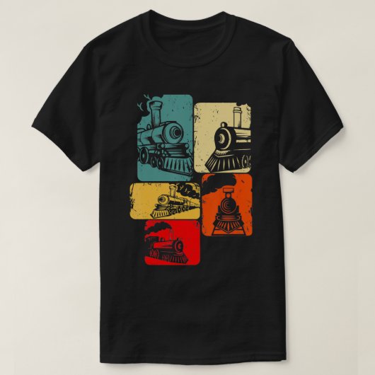 鉄道鉄道鉄道技術鉄道蒸気列車ロコモ Tシャツ (デザイン正面)