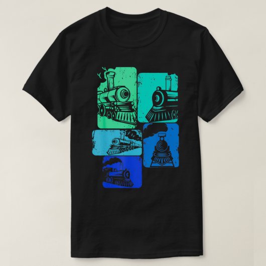 鉄道鉄道鉄道技術鉄道蒸気列車ロコモ Tシャツ (デザイン正面)